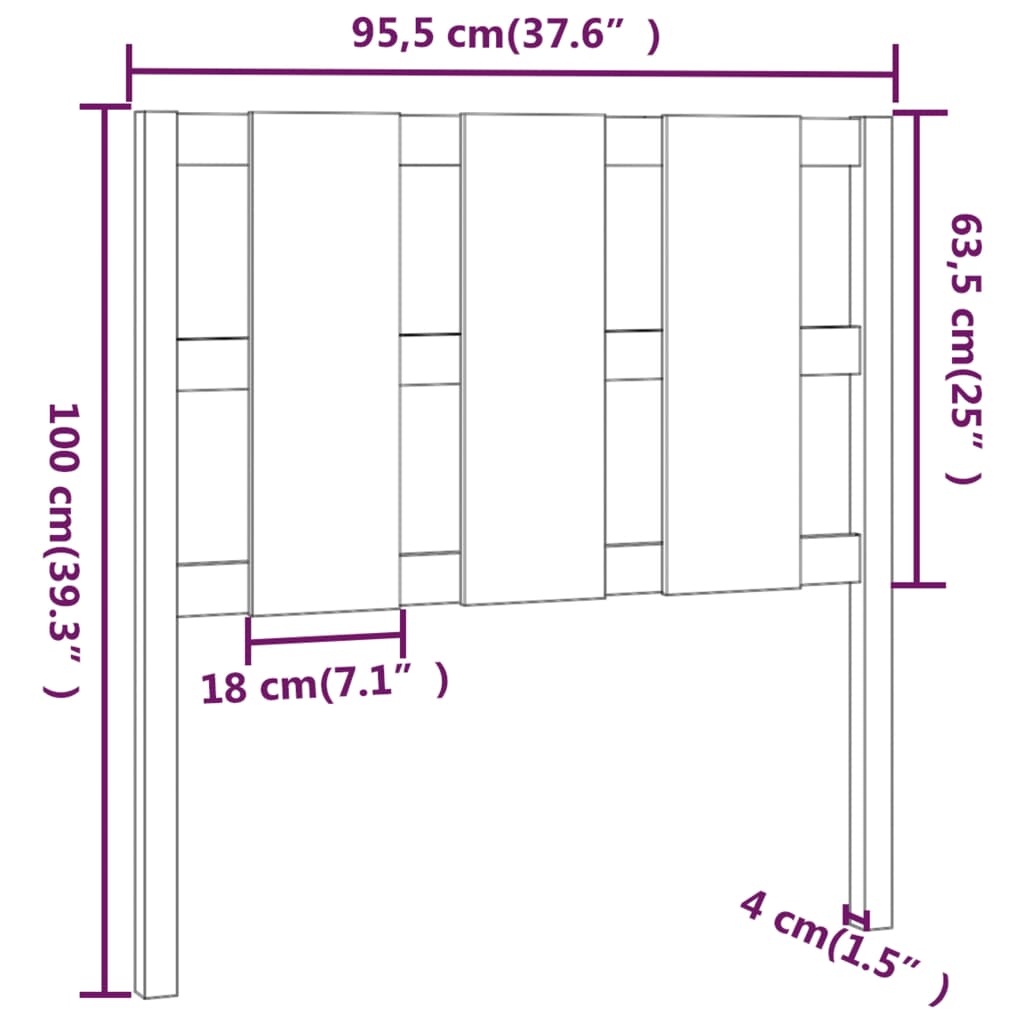 Tête de lit Blanc 95,5x4x100 cm Bois massif de pin Têtes et pieds de lit vidaXL   