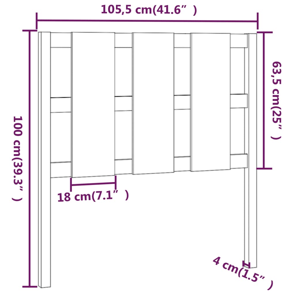 Tête de lit 105,5x4x100 cm Bois massif de pin Têtes et pieds de lit vidaXL   