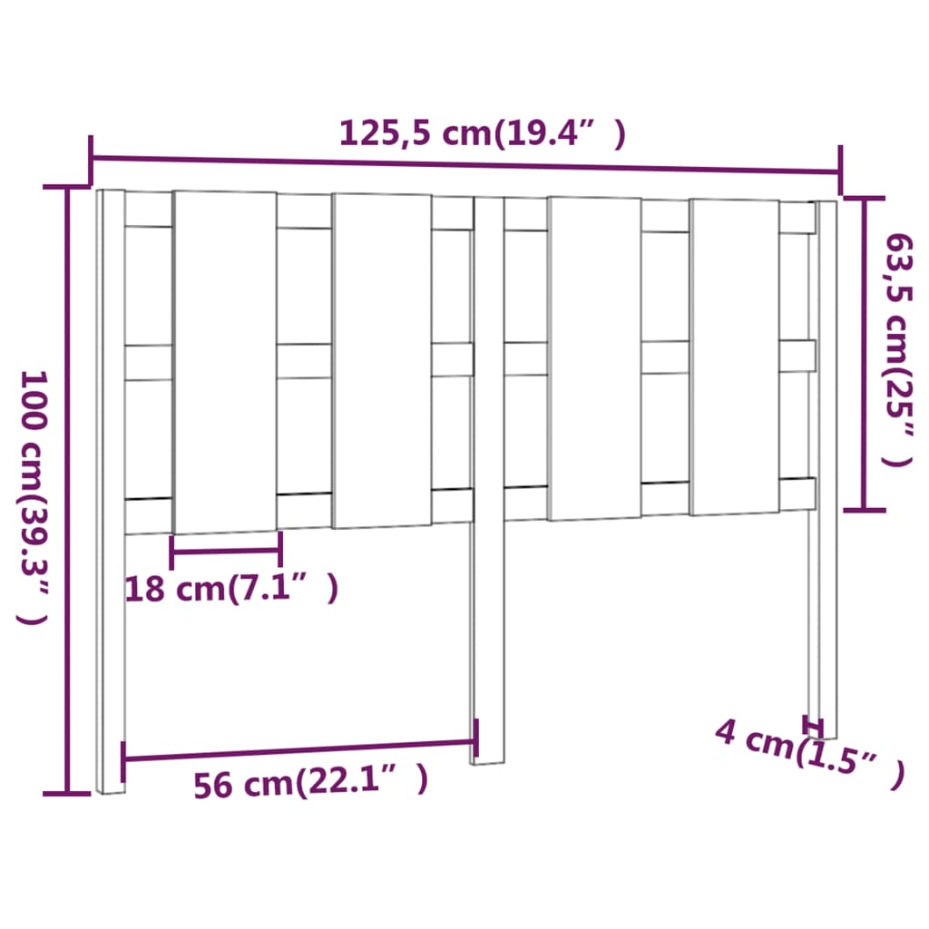 Tête de lit 125,5x4x100 cm Bois massif de pin Têtes et pieds de lit vidaXL   