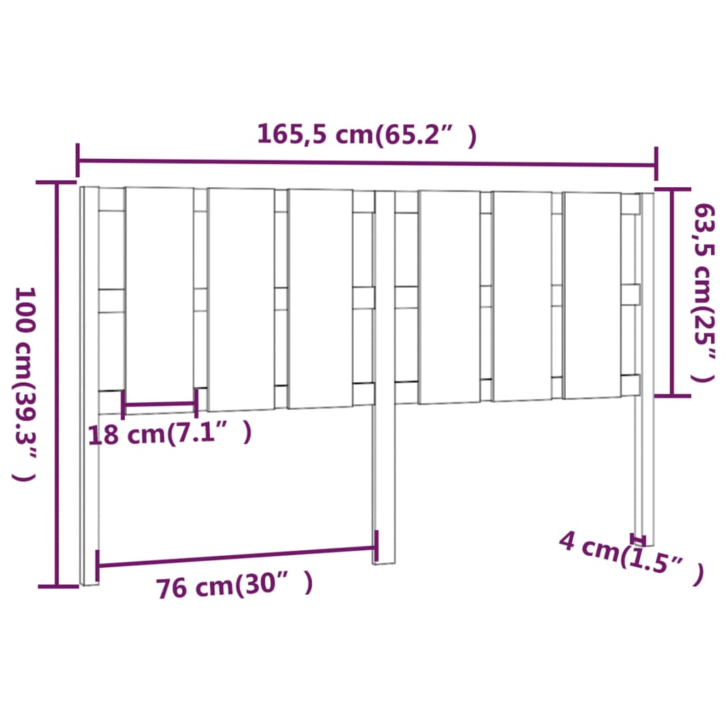 Tête de lit 165,5x4x100 cm Bois massif de pin Têtes et pieds de lit vidaXL   