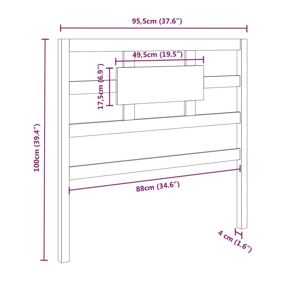 Tête de lit 95,5x4x100 cm Bois massif de pin Têtes et pieds de lit vidaXL   