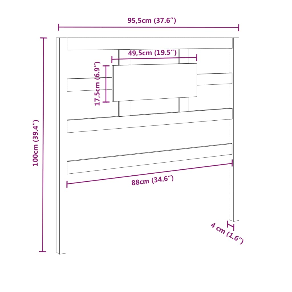 Tête de lit Marron miel 95,5x4x100 cm Bois massif de pin Têtes et pieds de lit vidaXL   