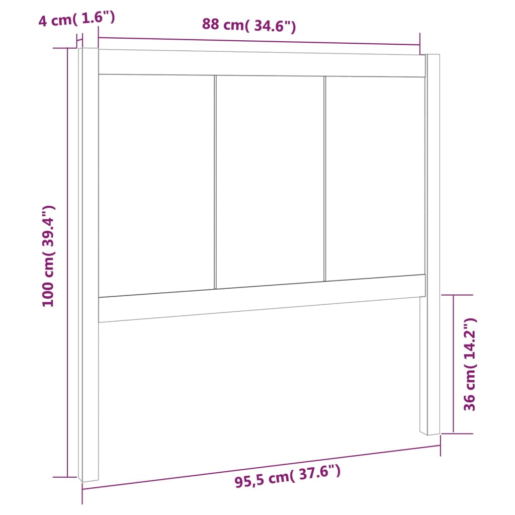 Tête de lit Marron miel 95,5x4x100 cm Bois massif de pin Têtes et pieds de lit vidaXL   