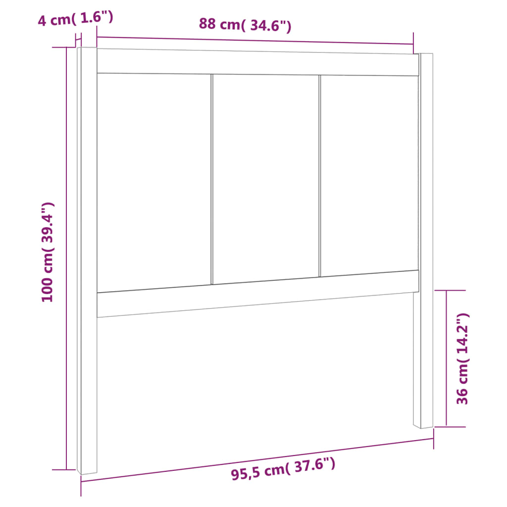 Tête de lit Noir 95,5x4x100 cm Bois massif de pin Têtes et pieds de lit vidaXL   