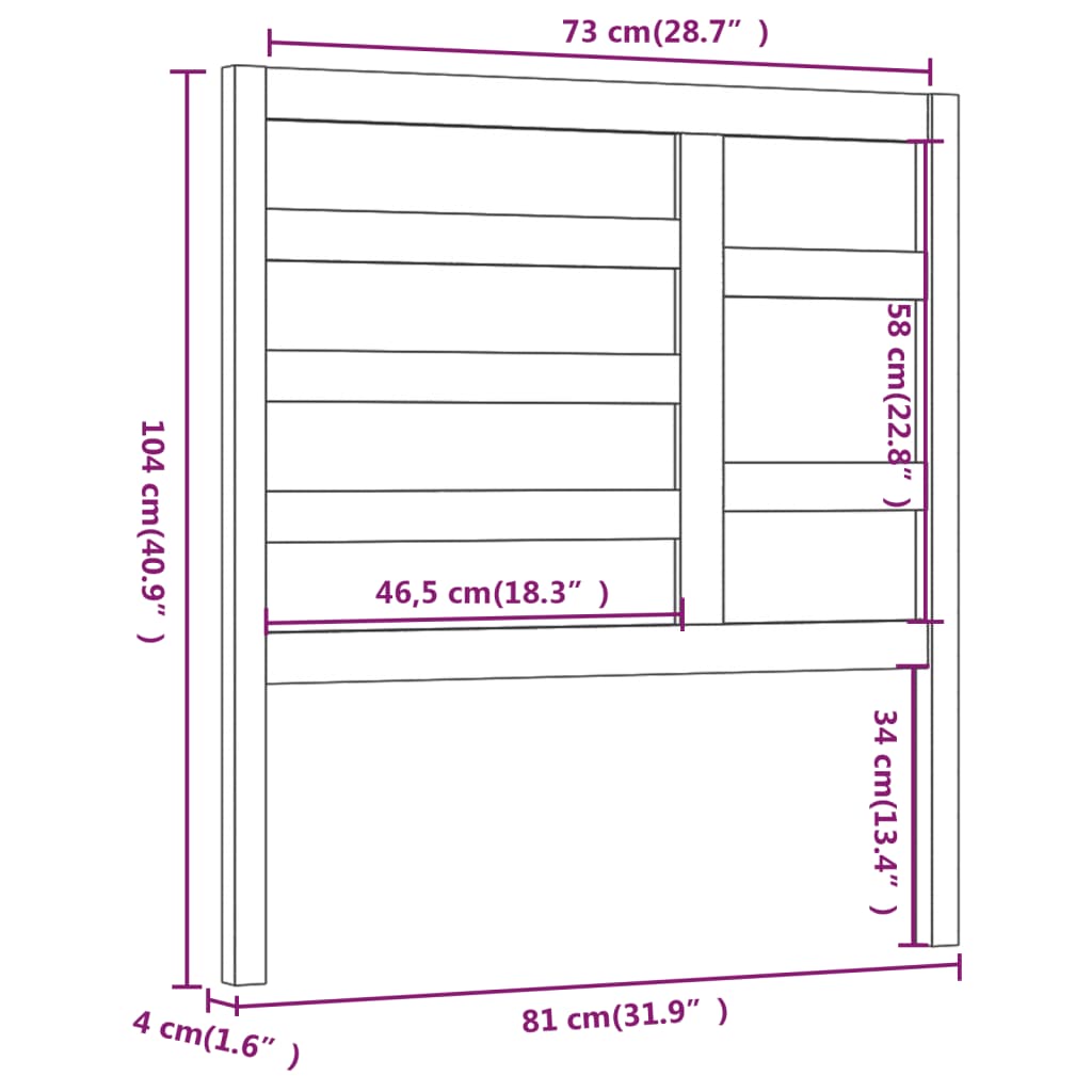 Tête de lit 81x4x104 cm Bois massif de pin Têtes et pieds de lit vidaXL   