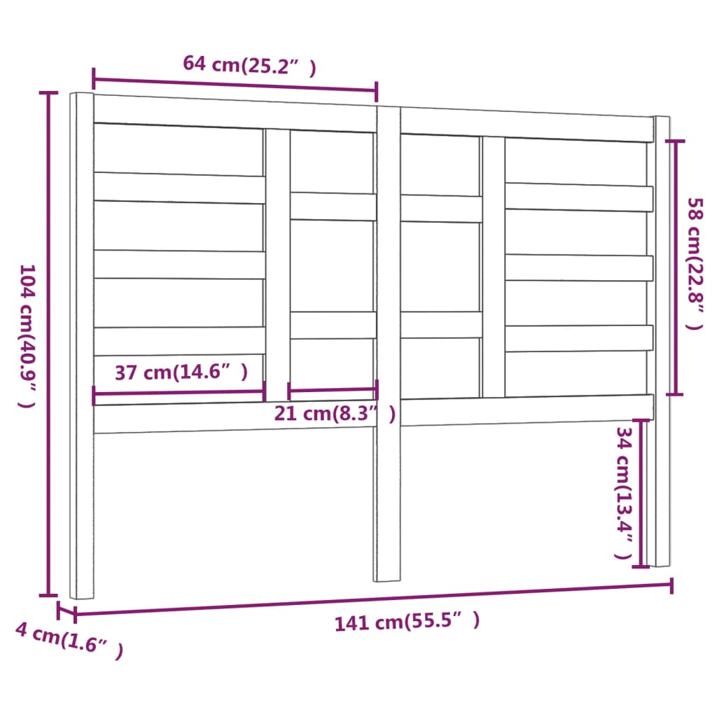 Tête de lit 141x4x104 cm Bois massif de pin Têtes et pieds de lit vidaXL   