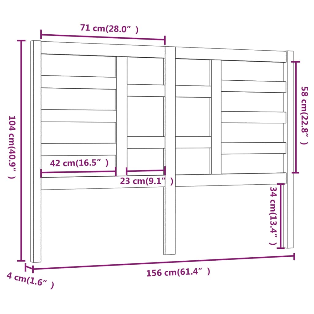 Tête de lit Gris 156x4x104 cm Bois massif de pin Têtes et pieds de lit vidaXL   