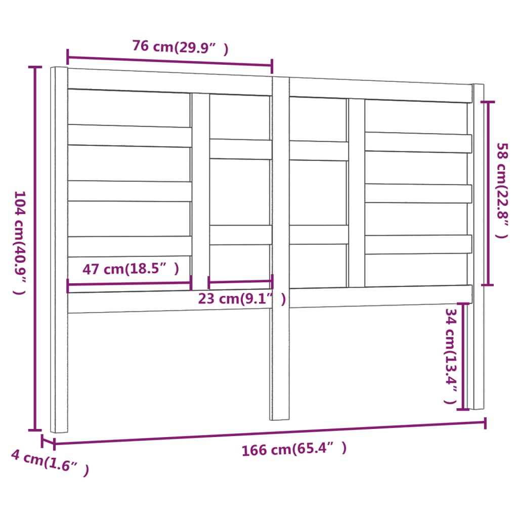 Tête de lit 166x4x104 cm Bois massif de pin Têtes et pieds de lit vidaXL   