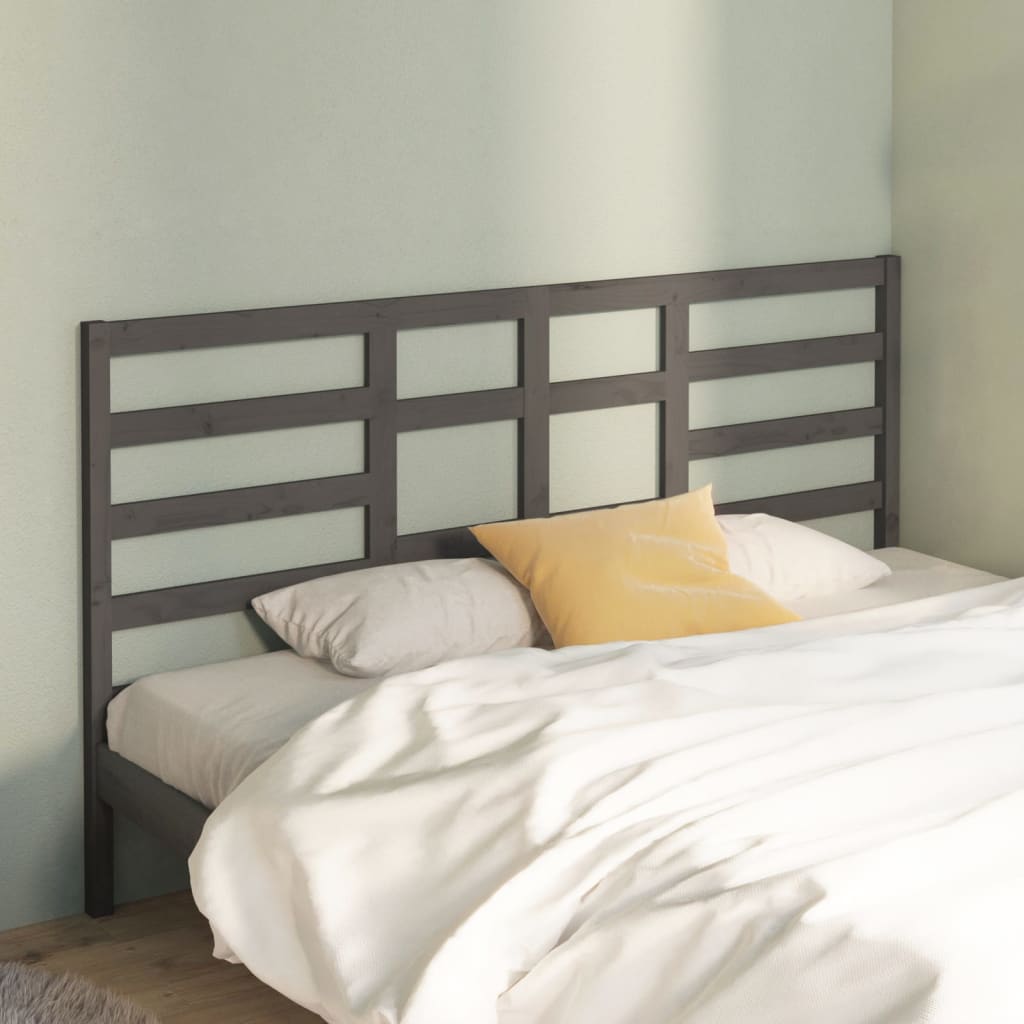 Tête de lit Gris 206x4x104 cm Bois massif de pin Têtes et pieds de lit vidaXL   