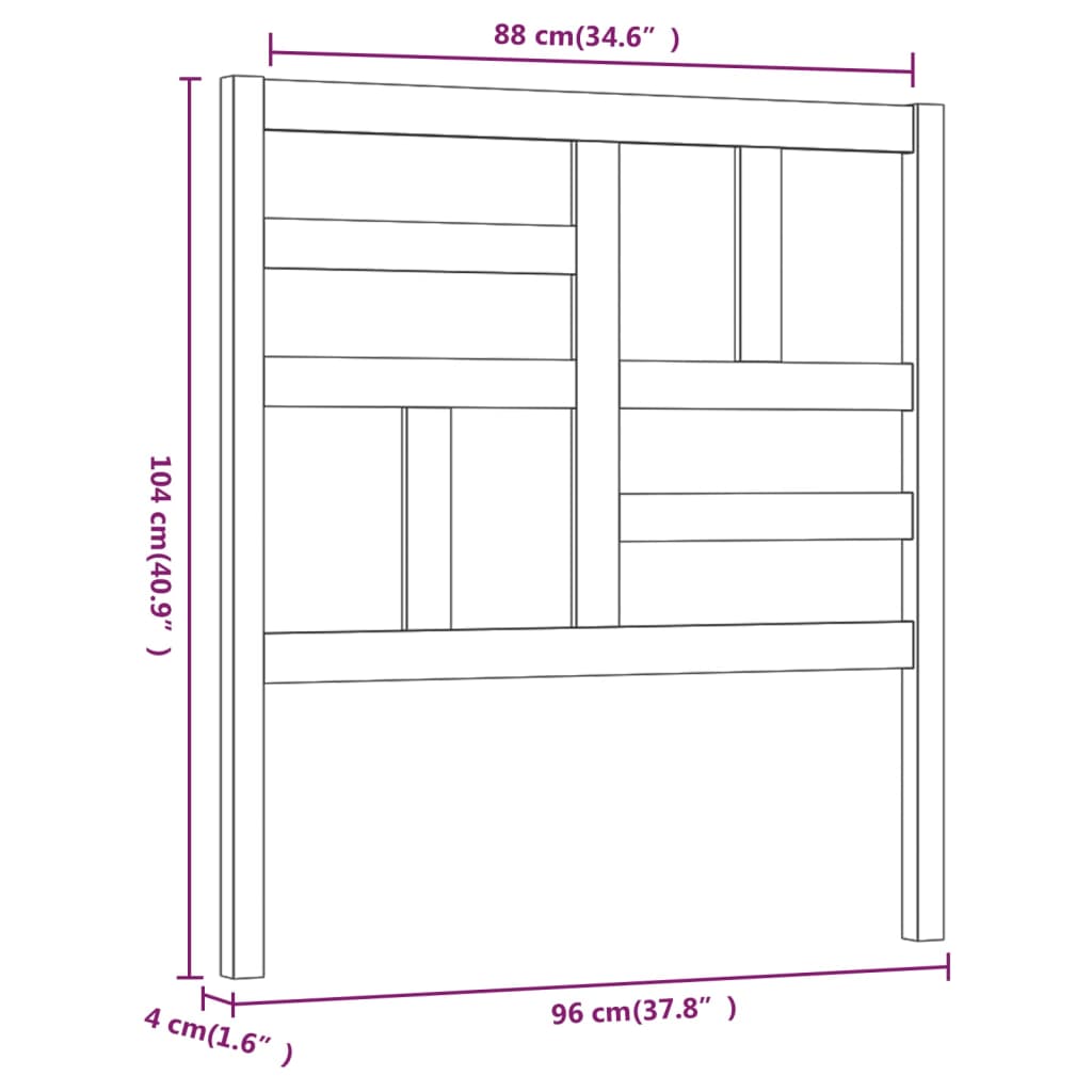 Tête de lit Gris 96x4x104 cm Bois massif de pin Têtes et pieds de lit vidaXL   