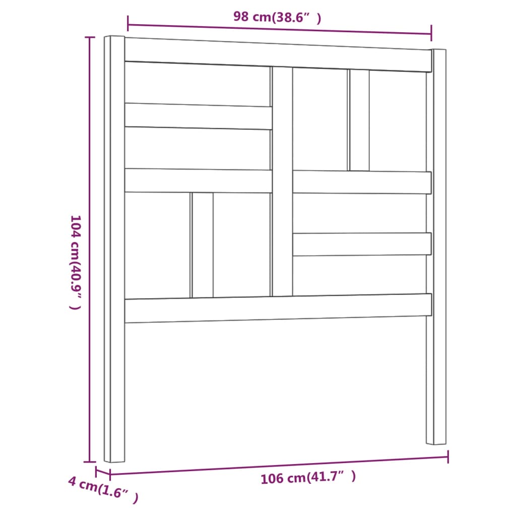 Tête de lit 106x4x104 cm Bois massif de pin Têtes et pieds de lit vidaXL   