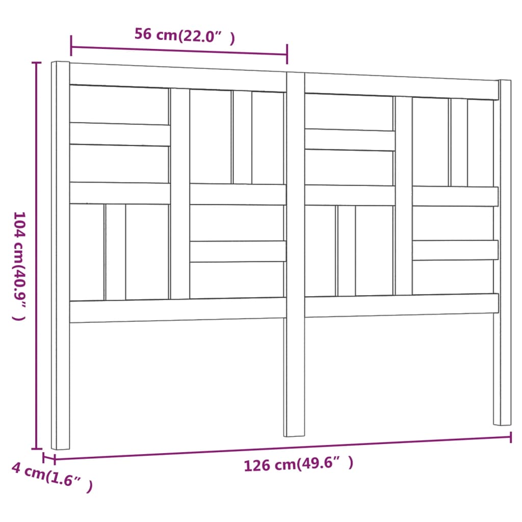 Tête de lit 126x4x104 cm Bois massif de pin Têtes et pieds de lit vidaXL   