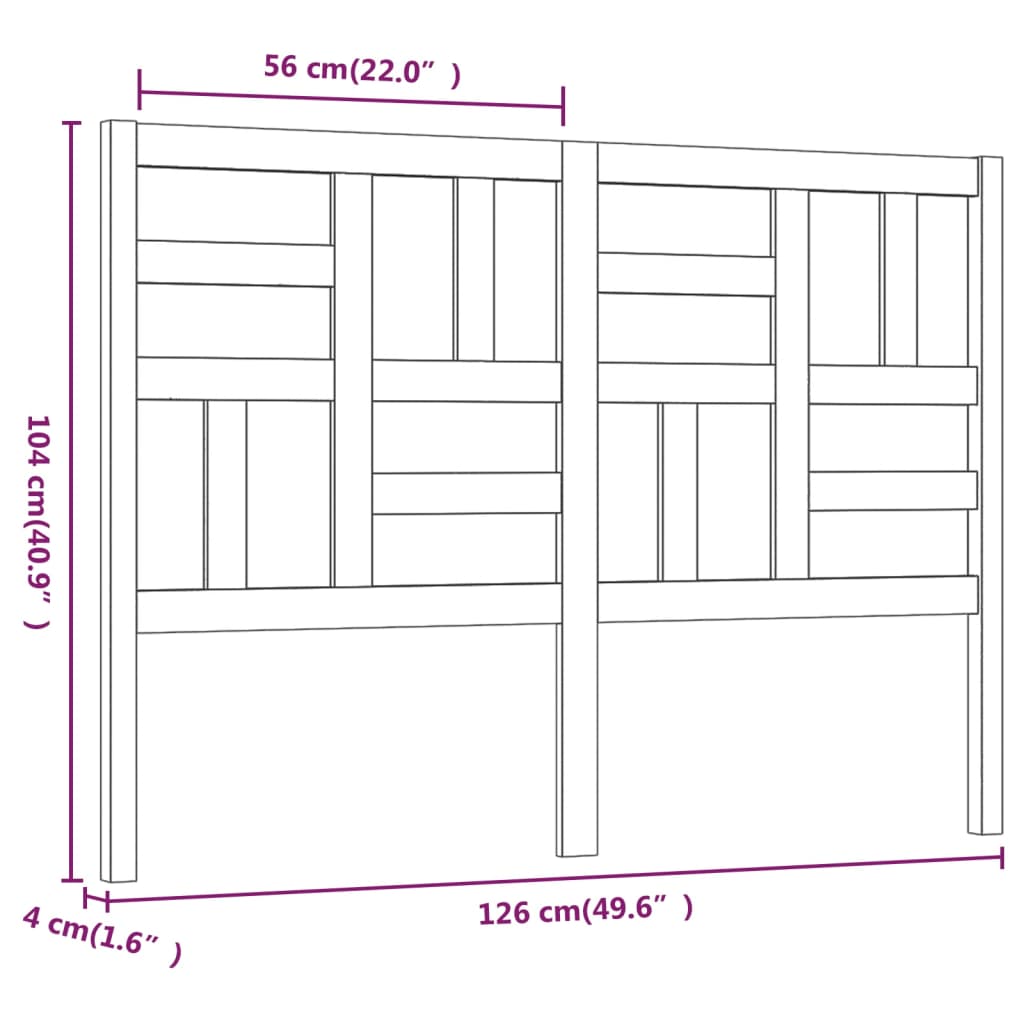 Tête de lit Blanc 126x4x104 cm Bois massif de pin Têtes et pieds de lit vidaXL   