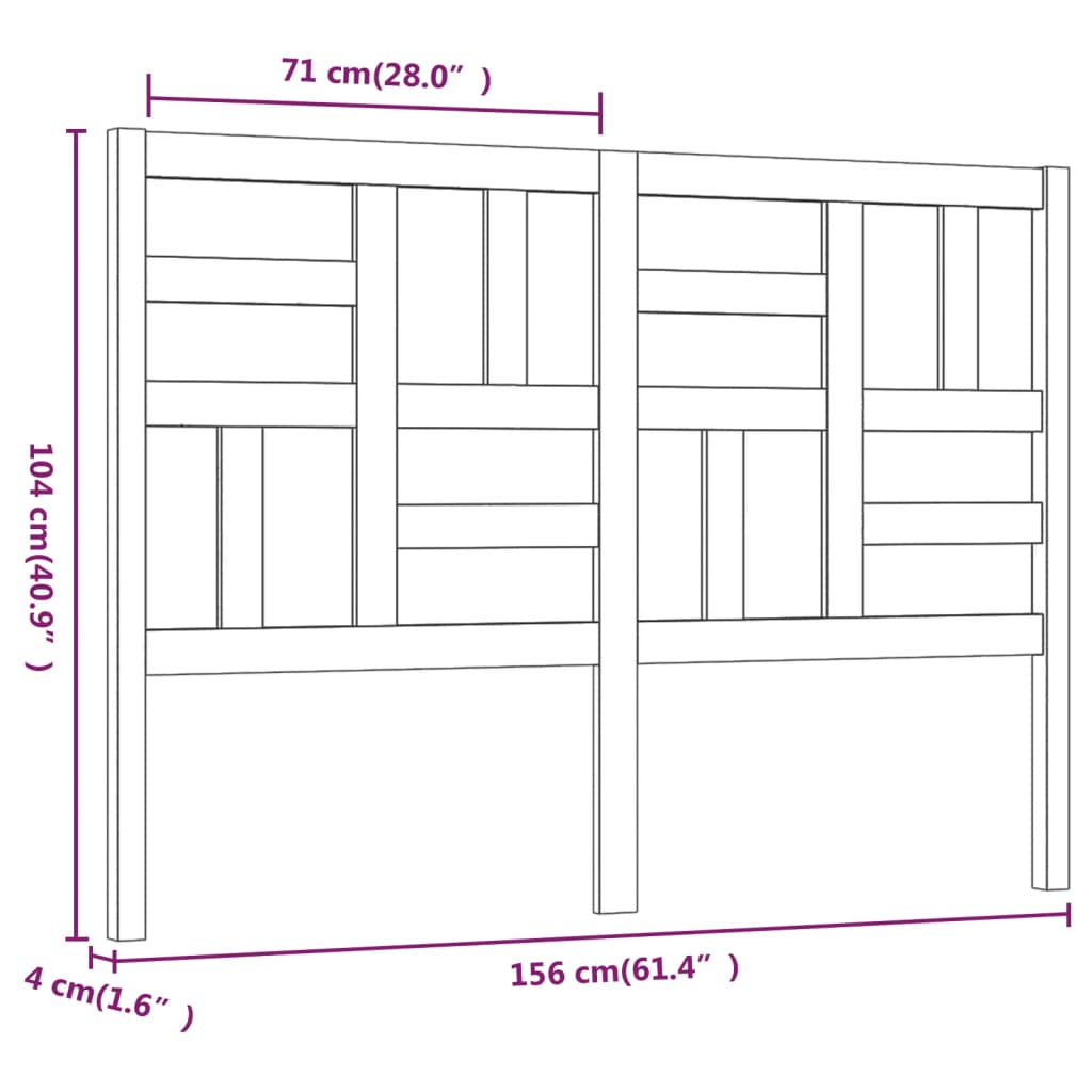 Tête de lit 156x4x104 cm Bois massif de pin Têtes et pieds de lit vidaXL   