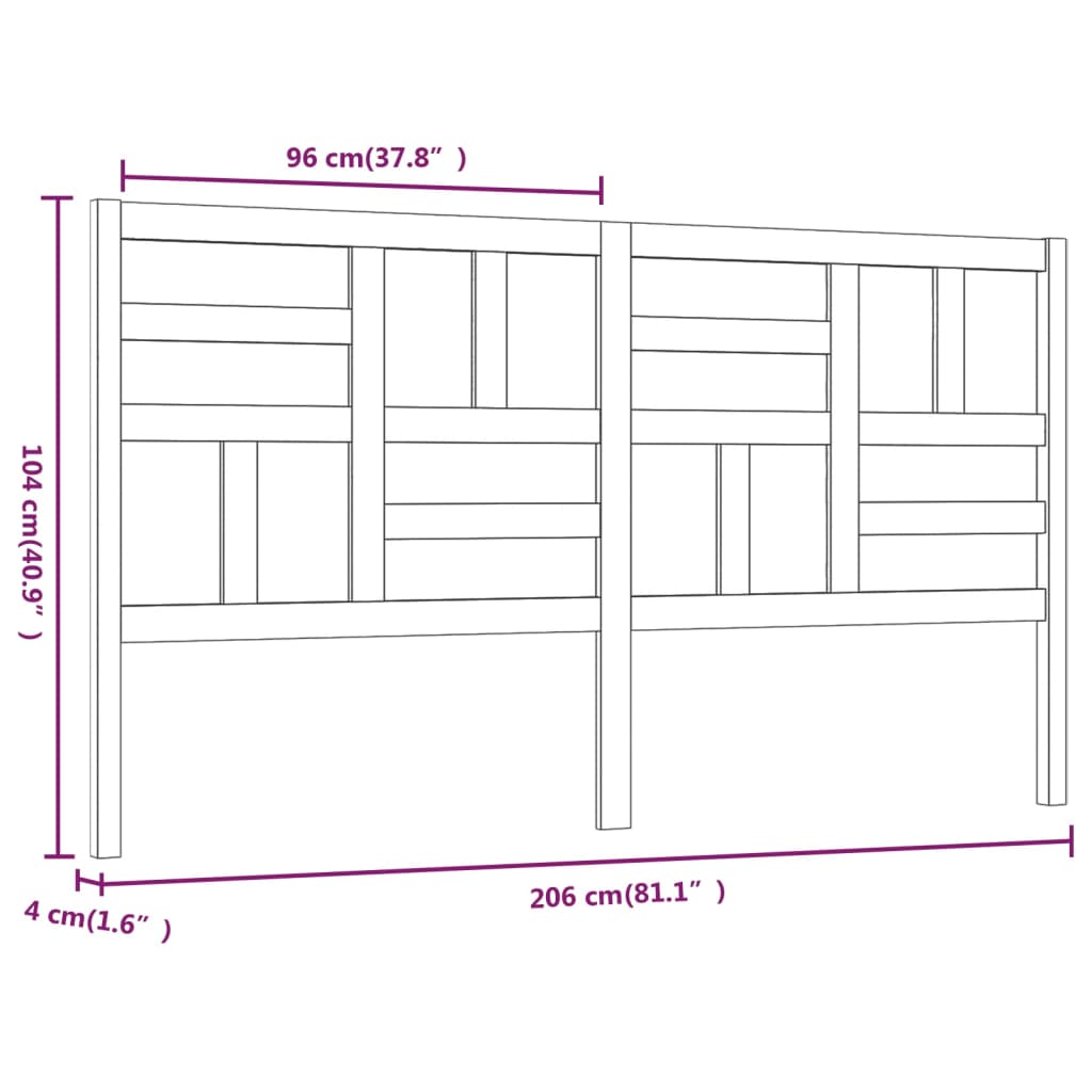 Tête de lit Blanc 206x4x104 cm Bois massif de pin Têtes et pieds de lit vidaXL   