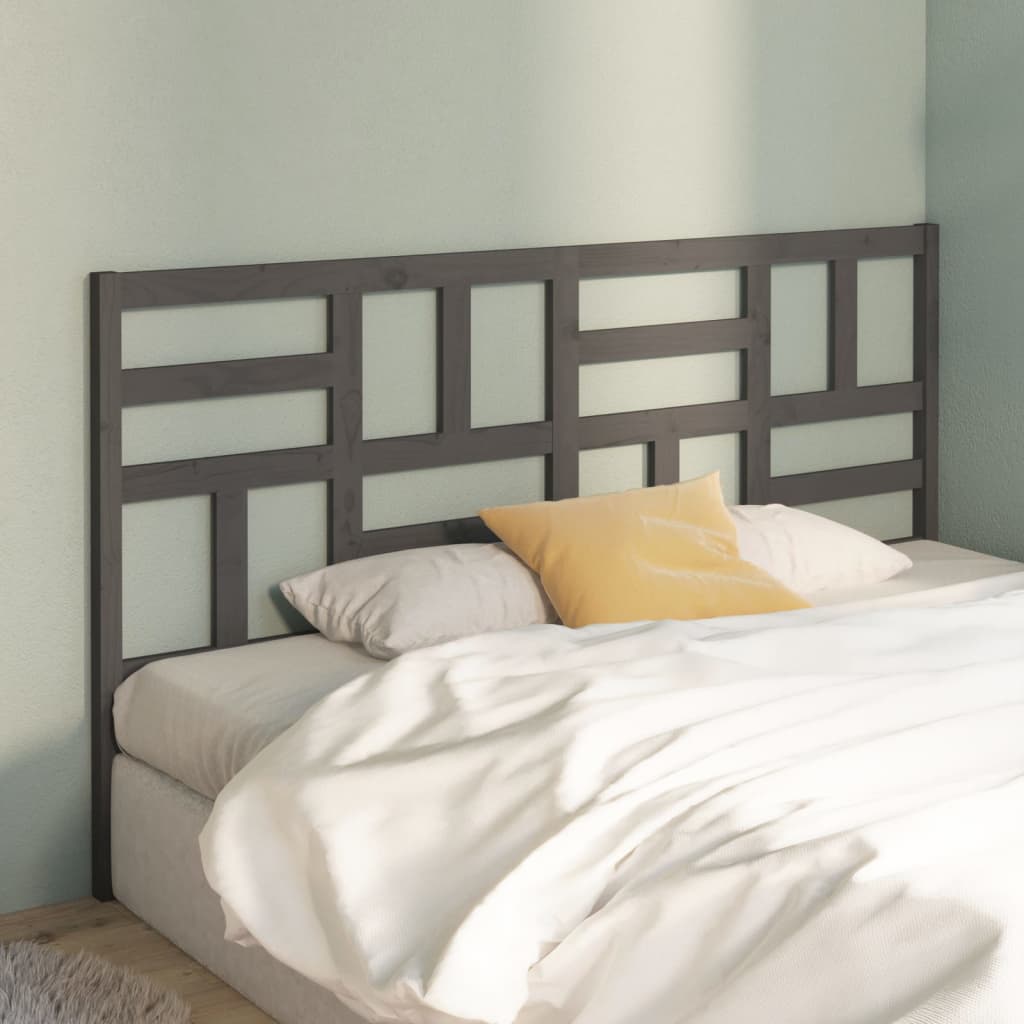 Tête de lit Gris 206x4x104 cm Bois massif de pin Têtes et pieds de lit vidaXL   