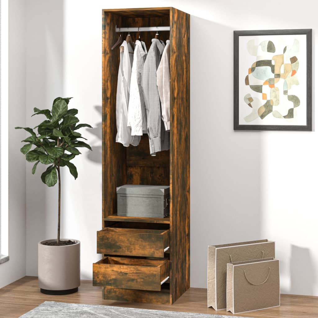 Armoire avec tiroirs Chêne fumé 50x50x200 cm Bois d'ingénierie Armoires vidaXL   