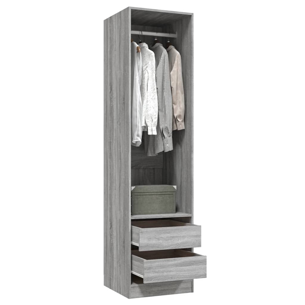 Armoire avec tiroirs Sonoma gris 50x50x200 cm Bois d'ingénierie Armoires vidaXL   