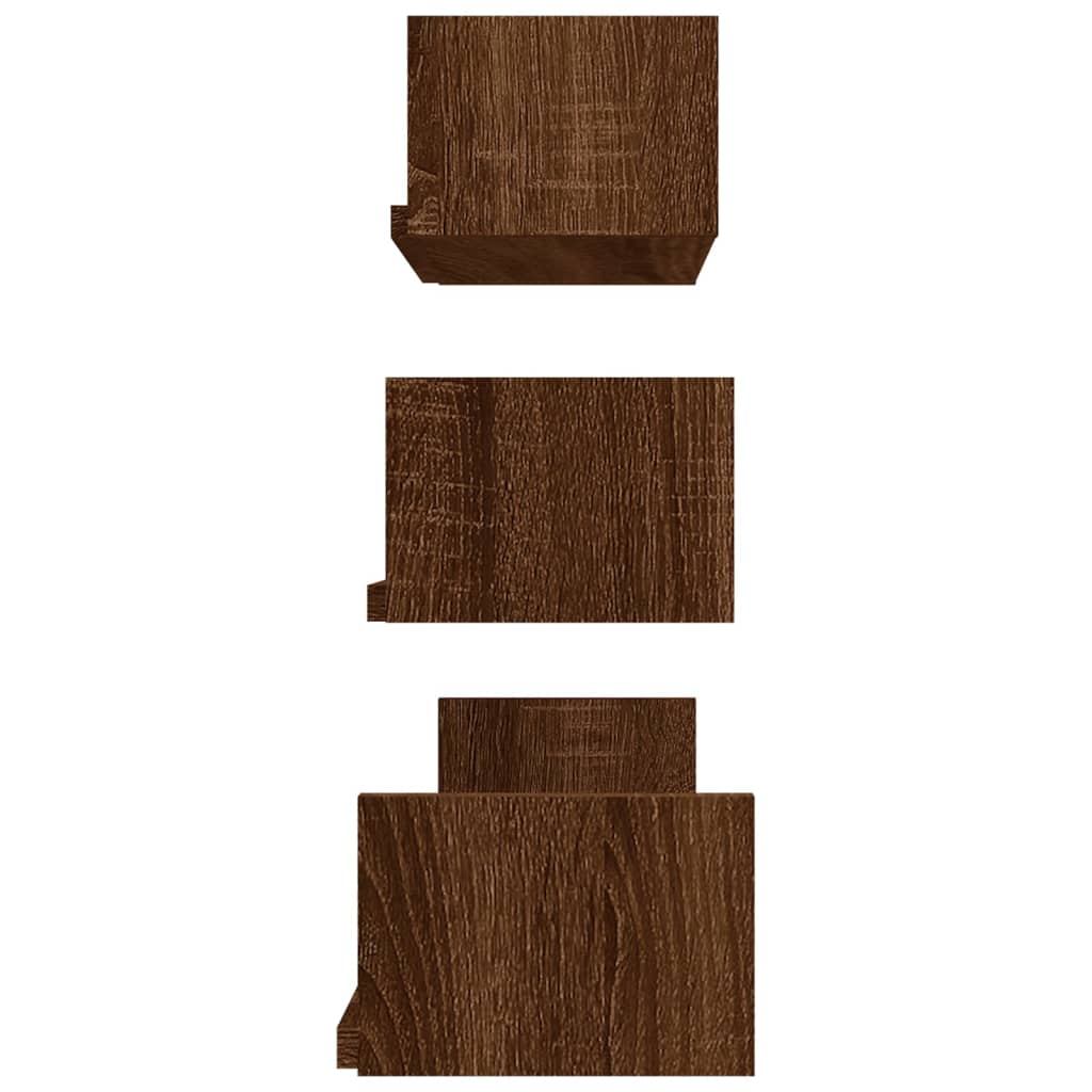 Étagères murales d'affichage3pcs Chêne marron Bois d'ingénierie Étagères murales & corniches vidaXL   