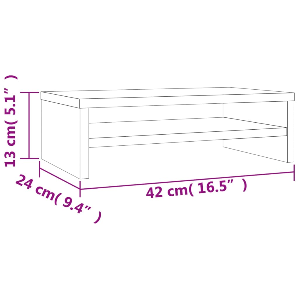 Support de moniteur Chêne fumé 42x24x13 cm Bois d'ingénierie Meubles TV vidaXL   