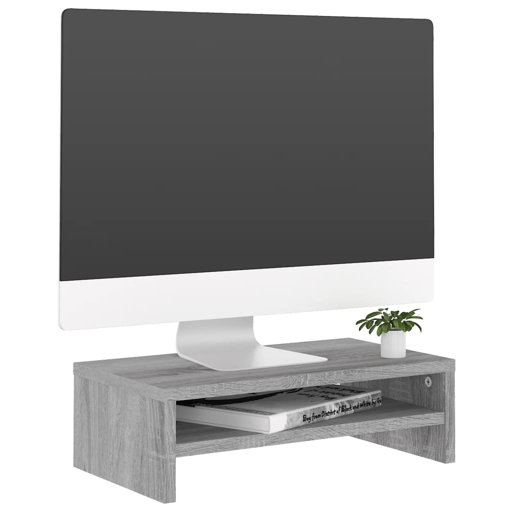 Support de moniteur Sonoma gris 42x24x13 cm Bois d'ingénierie Meubles TV vidaXL   