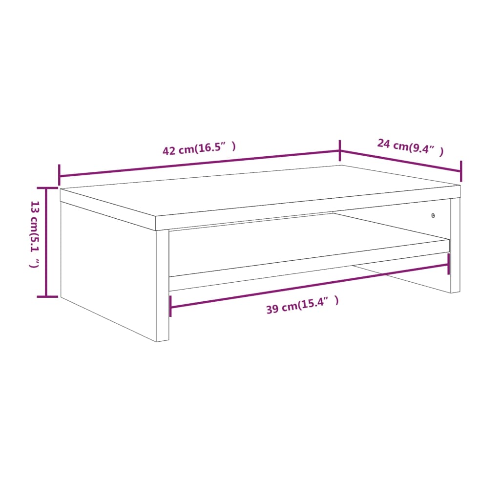 Support de moniteur Sonoma gris 42x24x13 cm Bois d'ingénierie Meubles TV vidaXL   