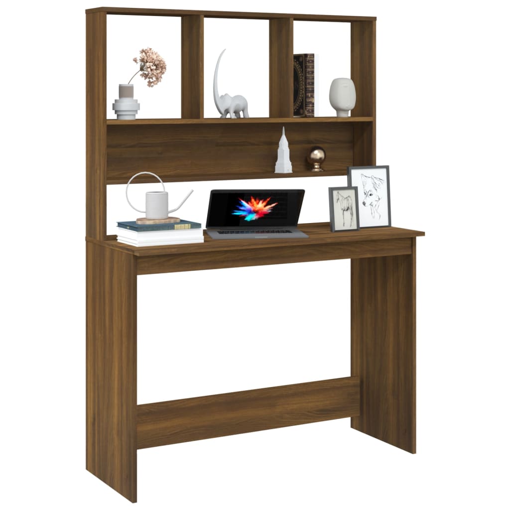 Bureau et étagères Chêne marron 110x45x157 cm Bois d'ingénierie Bureaux vidaXL