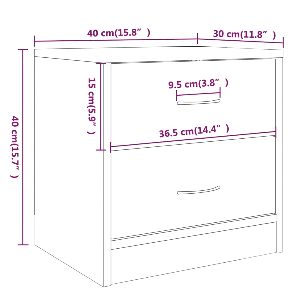 Table de chevet Chêne fumé 40x30x40 cm Bois d'ingénierie Tables de chevet vidaXL   