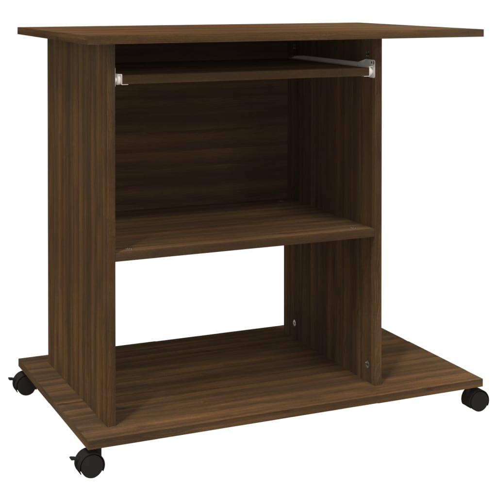 Bureau d'ordinateur Chêne marron 80x50x75 cm Bois d'ingénierie Bureaux vidaXL   