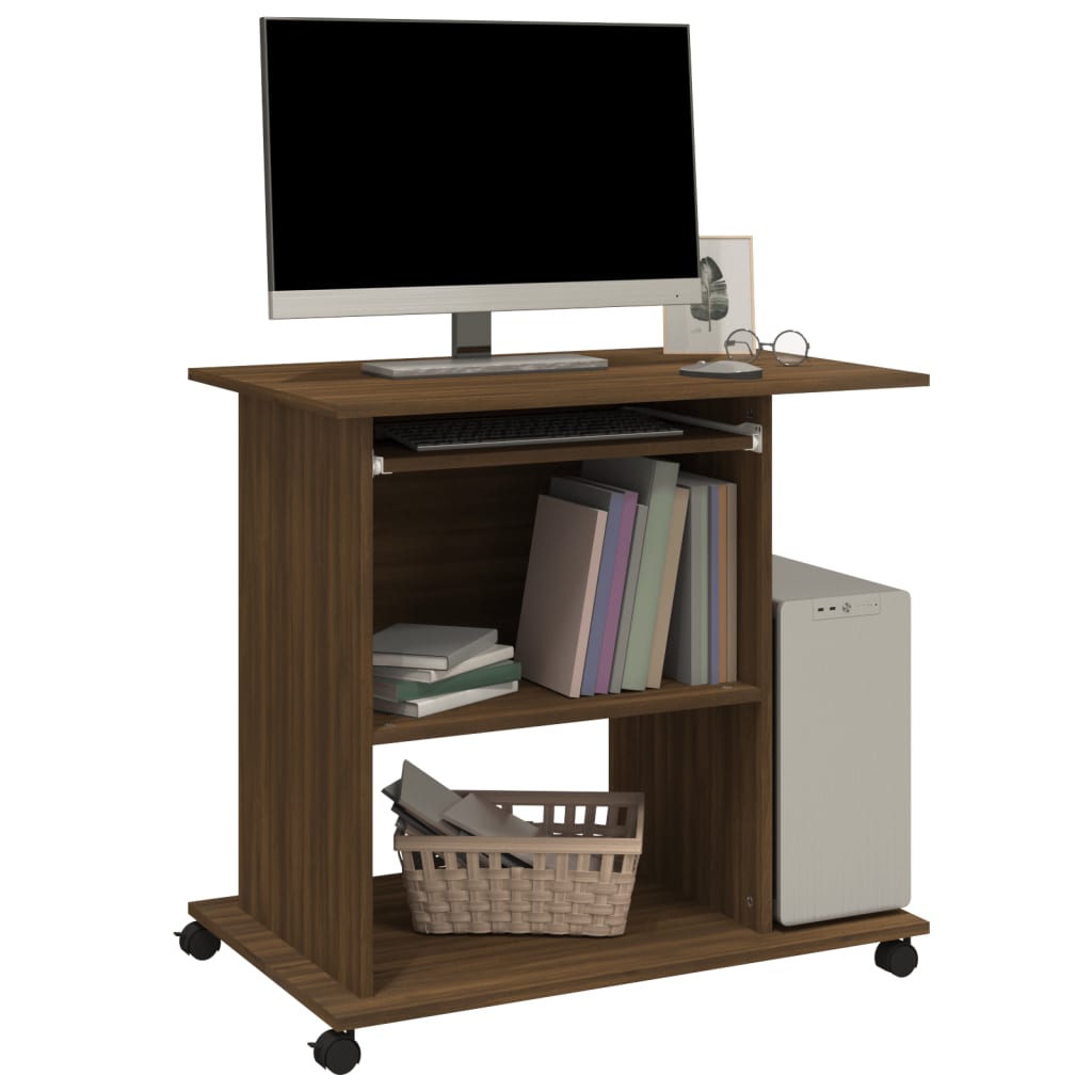 Bureau d'ordinateur Chêne marron 80x50x75 cm Bois d'ingénierie Bureaux vidaXL   