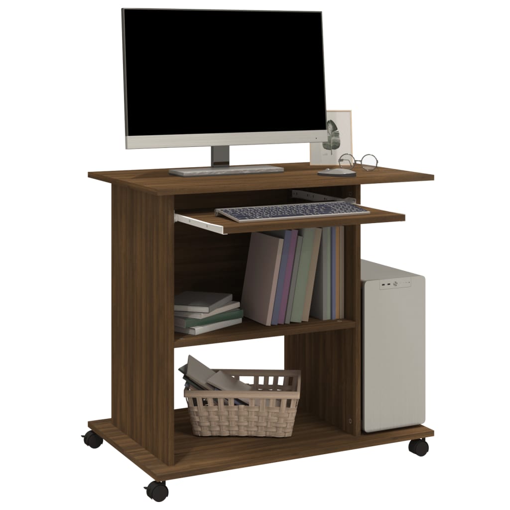 Bureau d'ordinateur Chêne marron 80x50x75 cm Bois d'ingénierie Bureaux vidaXL   