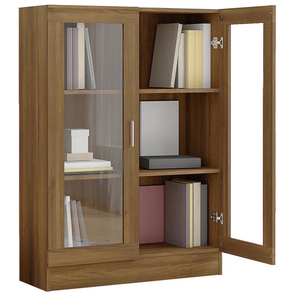 Armoire à vitrine Chêne brun 82,5x30,5x115cm Bois d'ingénierie Bibliothèques vidaXL   