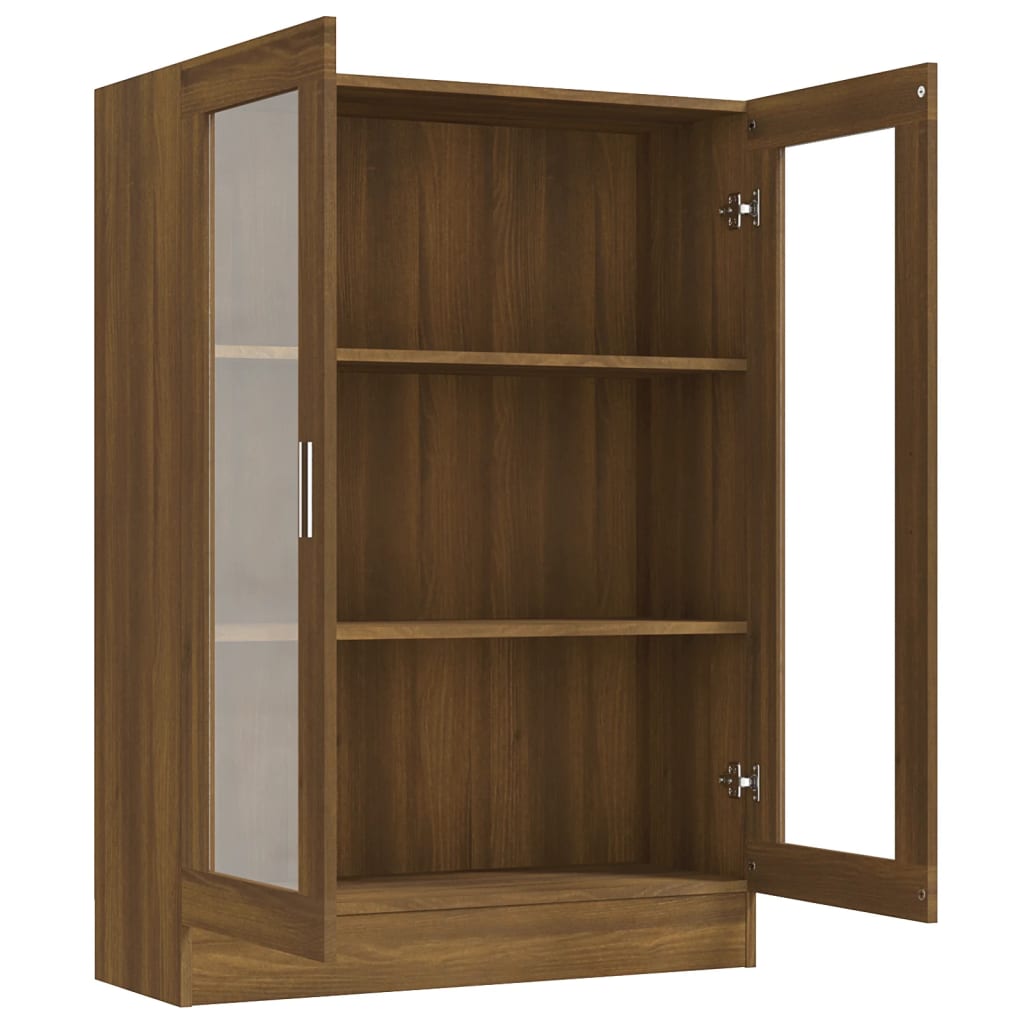 Armoire à vitrine Chêne brun 82,5x30,5x115cm Bois d'ingénierie Bibliothèques vidaXL   