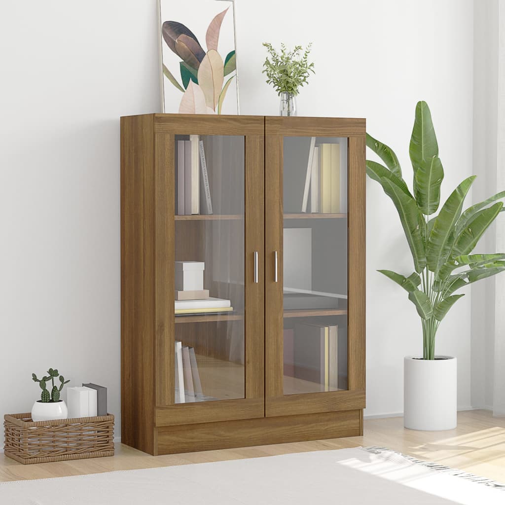 Armoire à vitrine Chêne brun 82,5x30,5x115cm Bois d'ingénierie Bibliothèques vidaXL   