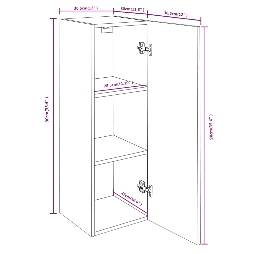 Meubles TV Chêne marron 30,5x30x90 cm Bois d'ingénierie Meubles TV vidaXL   