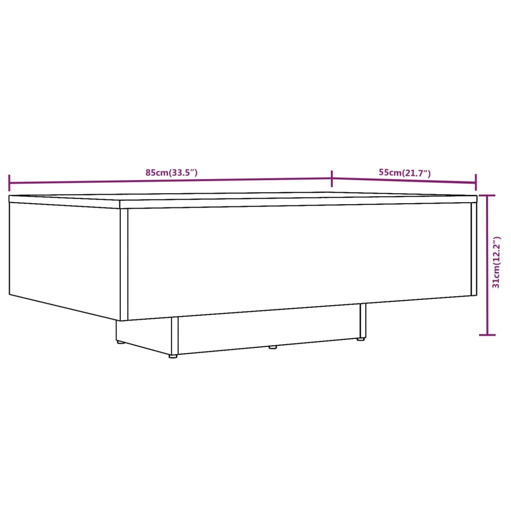 Table basse Chêne fumé 85x55x31 cm Bois d'ingénierie Tables basses vidaXL   