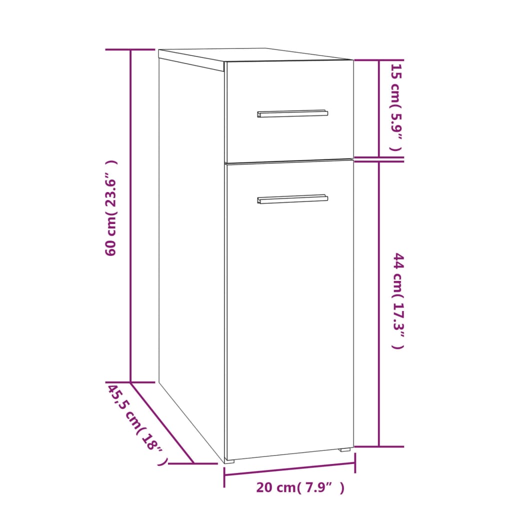 Armoire apothicaire Sonoma gris 20x45,5x60 cm Bois d'ingénierie Casiers & armoires de rangement vidaXL   