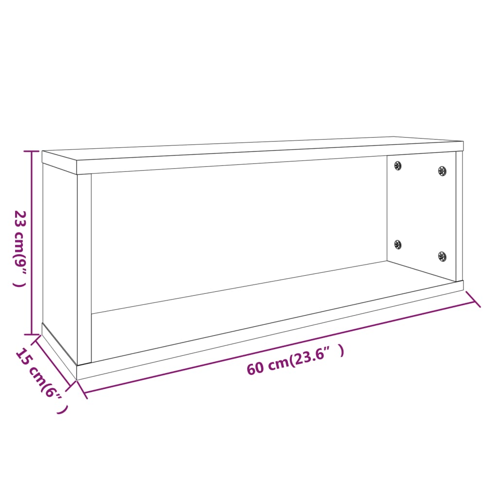 Étagères murales cube 2 pcs Chêne fumé 60x15x23 cm Bois Étagères murales & corniches vidaXL   