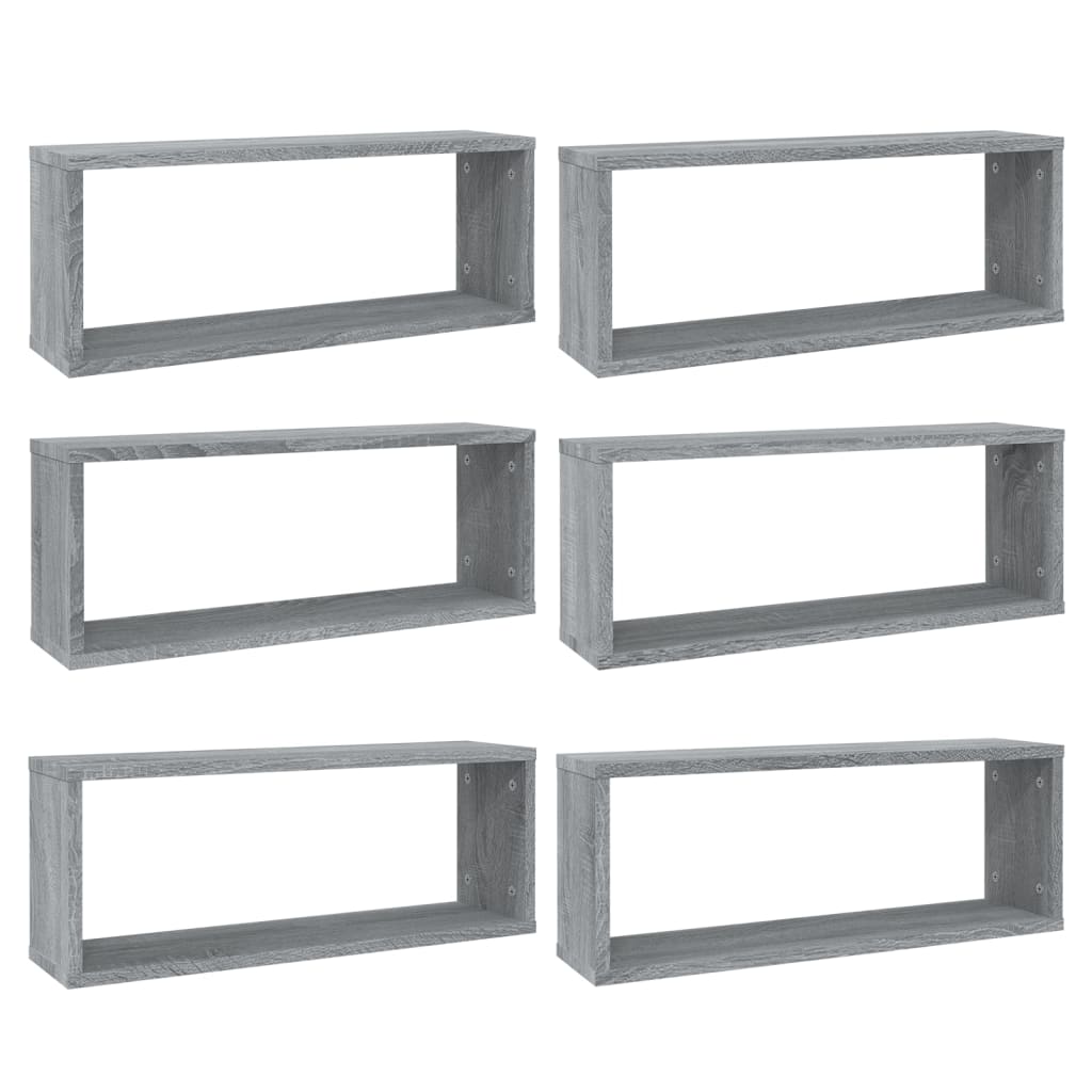 Étagères murales cube 6 pcs Sonoma gris 60x15x23 cm Bois Étagères murales & corniches vidaXL   