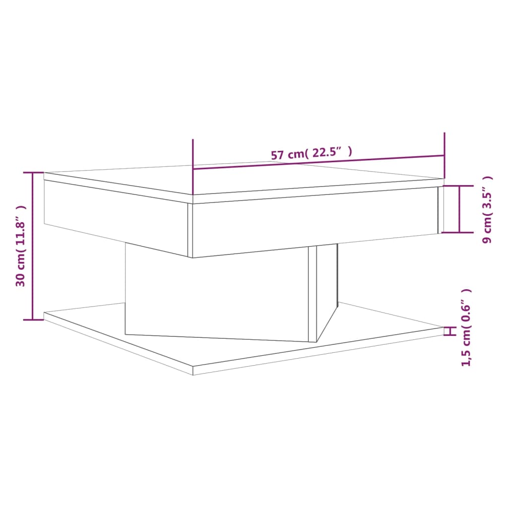 Table basse Chêne fumé 57x57x30 cm Bois d'ingénierie Tables basses vidaXL   