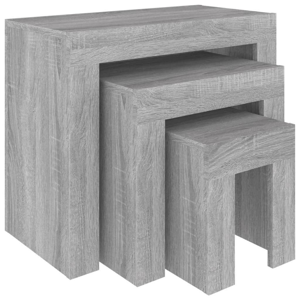 Tables basses gigognes 3 pcs sonoma gris bois d'ingénierie Tables basses vidaXL