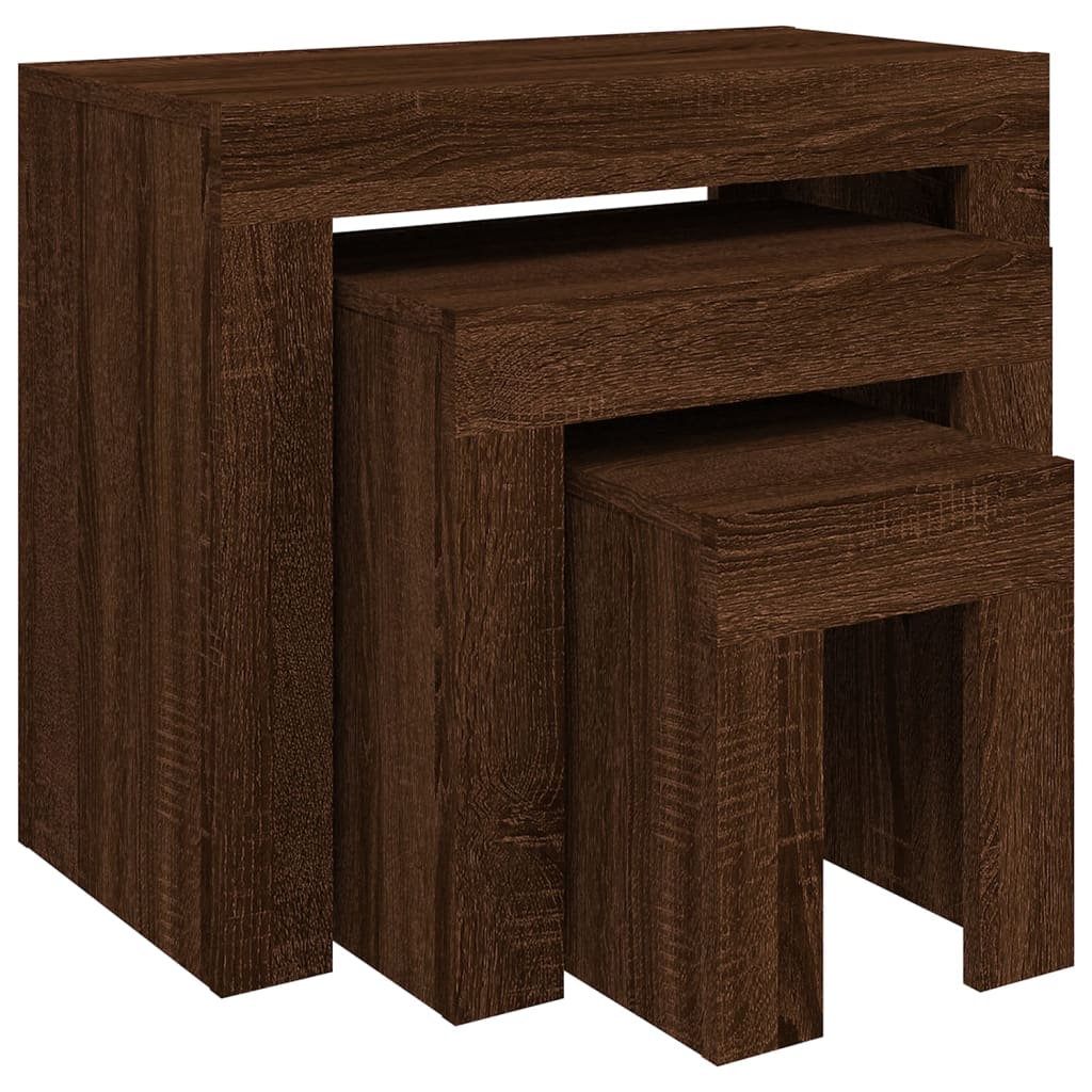 Tables basses gigognes 3 pcs chêne marron bois d'ingénierie Tables basses vidaXL