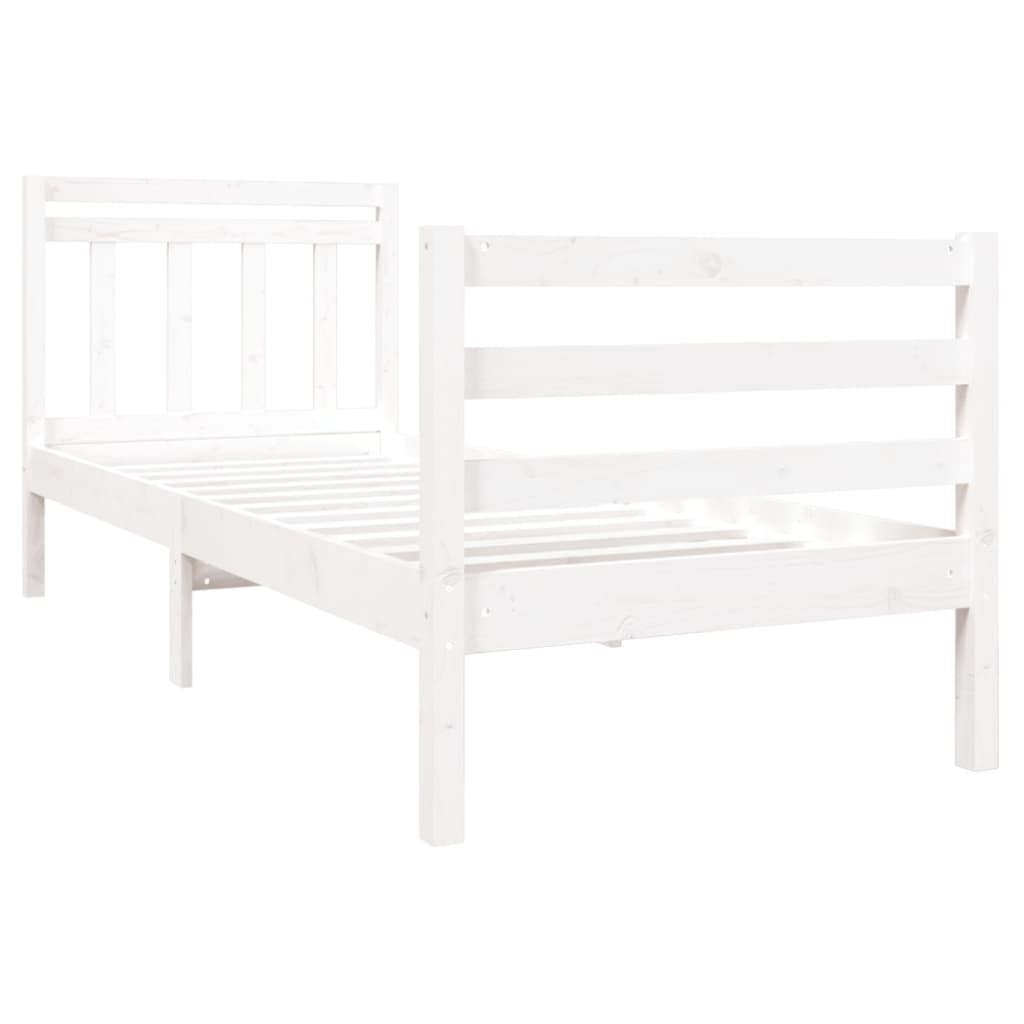 Cadre de lit Blanc 90x190 cm Simple Bois massif Lits & cadres de lit vidaXL   