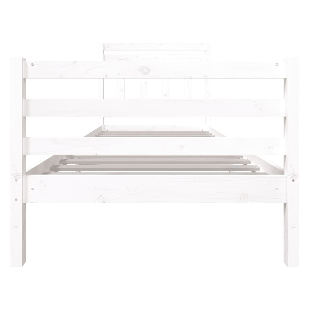 Cadre de lit Blanc 90x190 cm Simple Bois massif Lits & cadres de lit vidaXL   