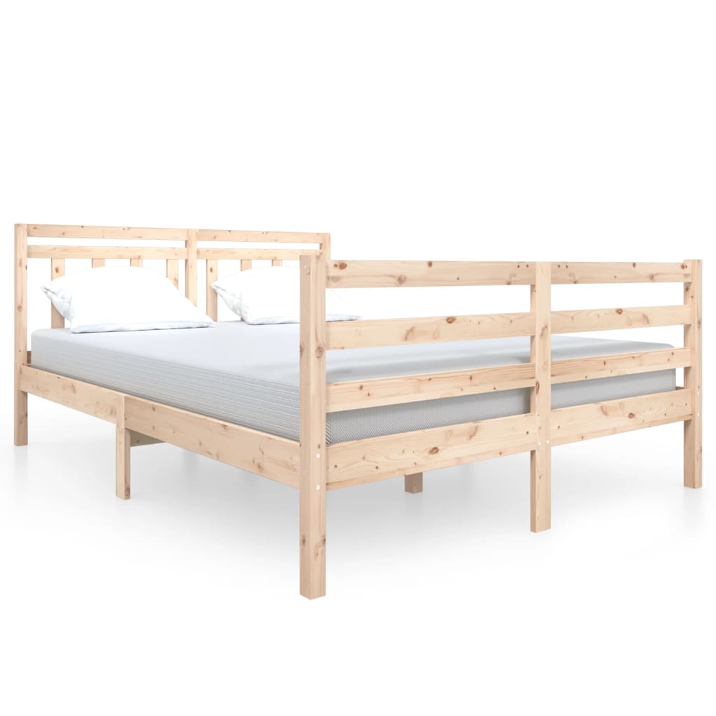 Cadre de lit 135x190 cm Double Bois massif Lits & cadres de lit vidaXL   