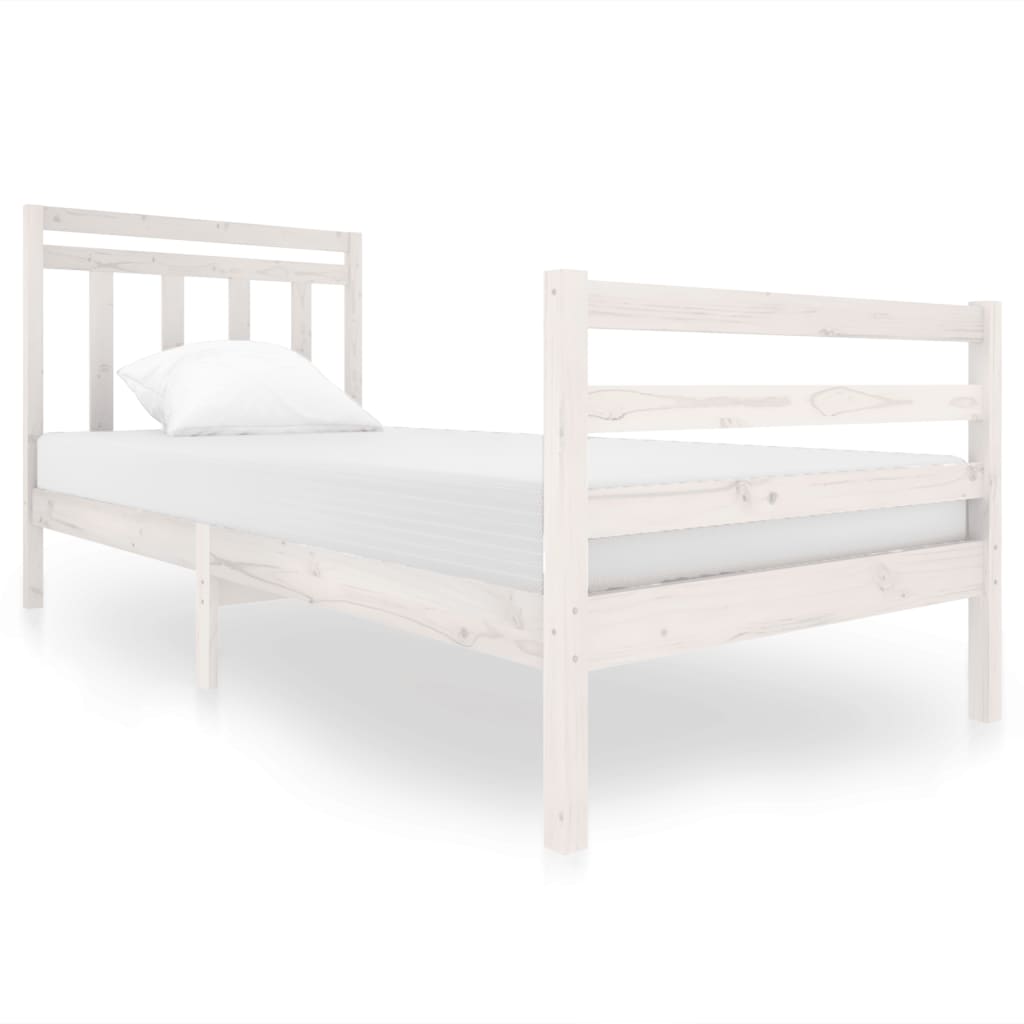 Cadre de lit blanc bois massif 90x200 cm Lits & cadres de lit vidaXL   