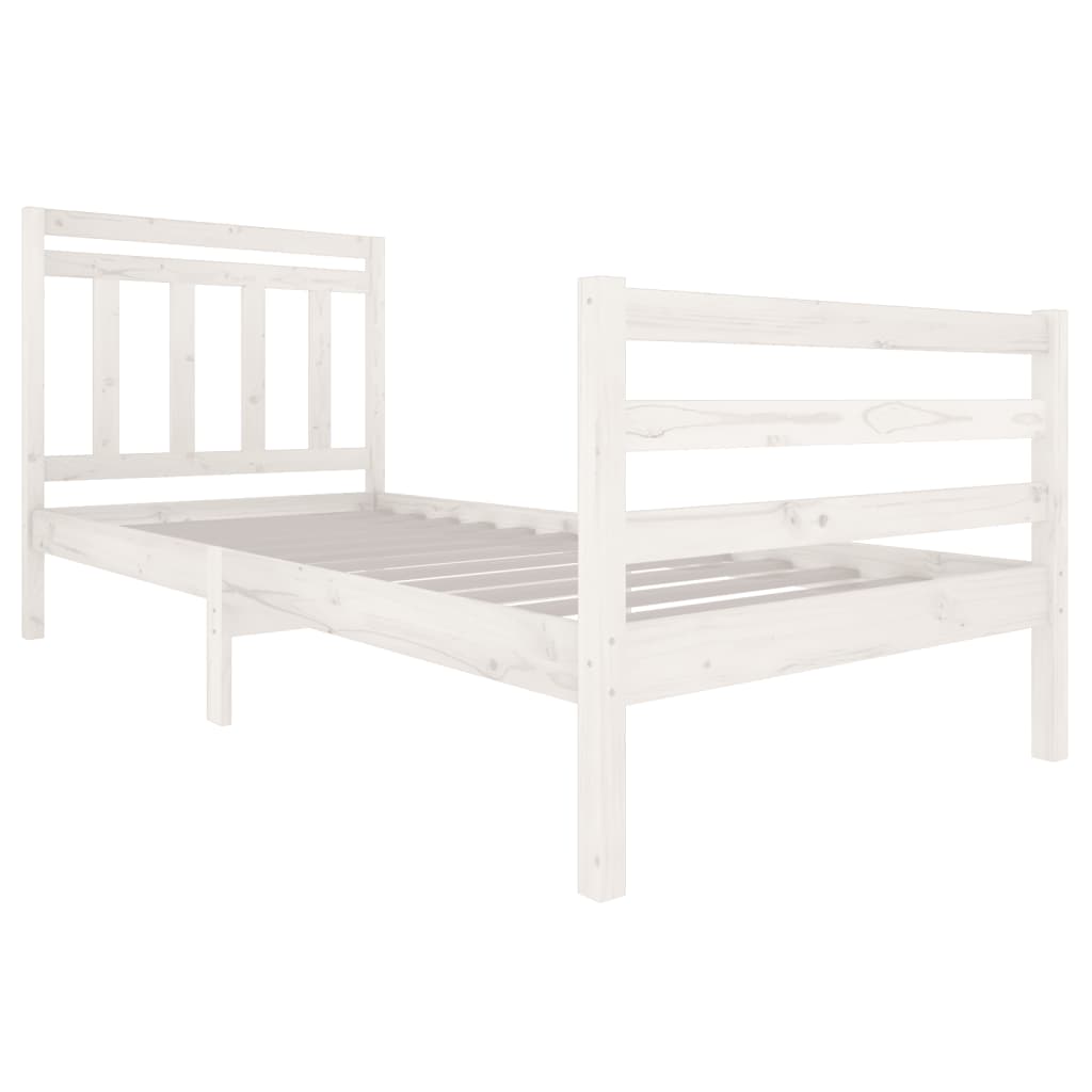 Cadre de lit blanc bois massif 90x200 cm Lits & cadres de lit vidaXL   