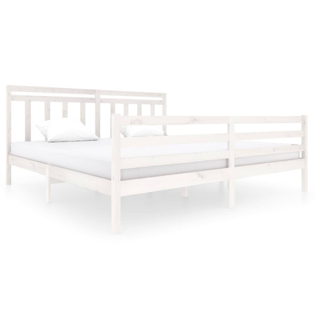 Cadre de lit Blanc Bois massif 200x200 cm Lits & cadres de lit vidaXL   