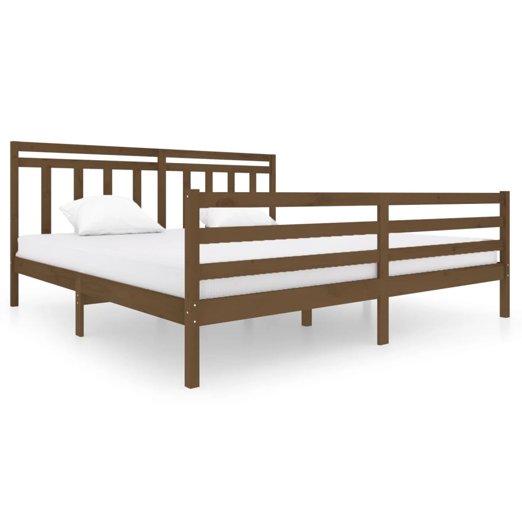 Cadre de lit Marron miel Bois massif 200x200 cm Lits & cadres de lit vidaXL   