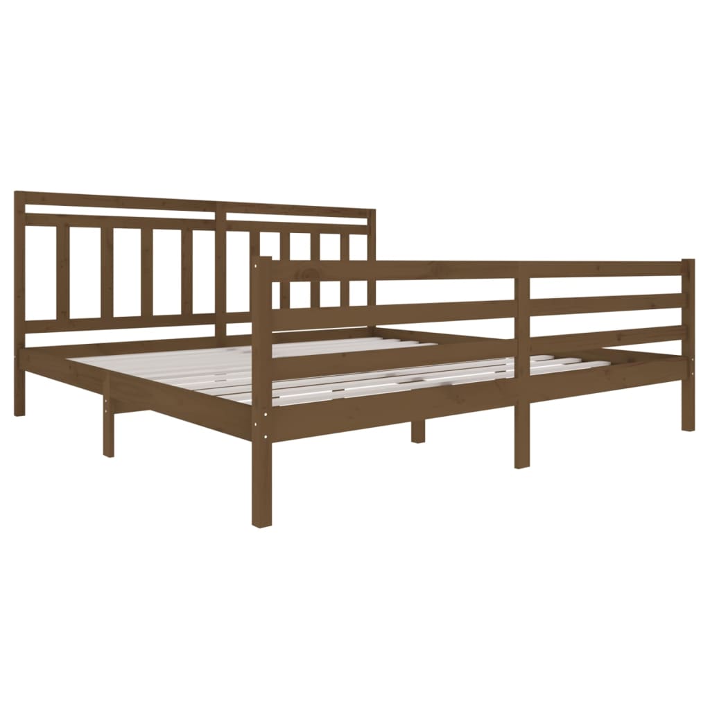 Cadre de lit Marron miel Bois massif 200x200 cm Lits & cadres de lit vidaXL   